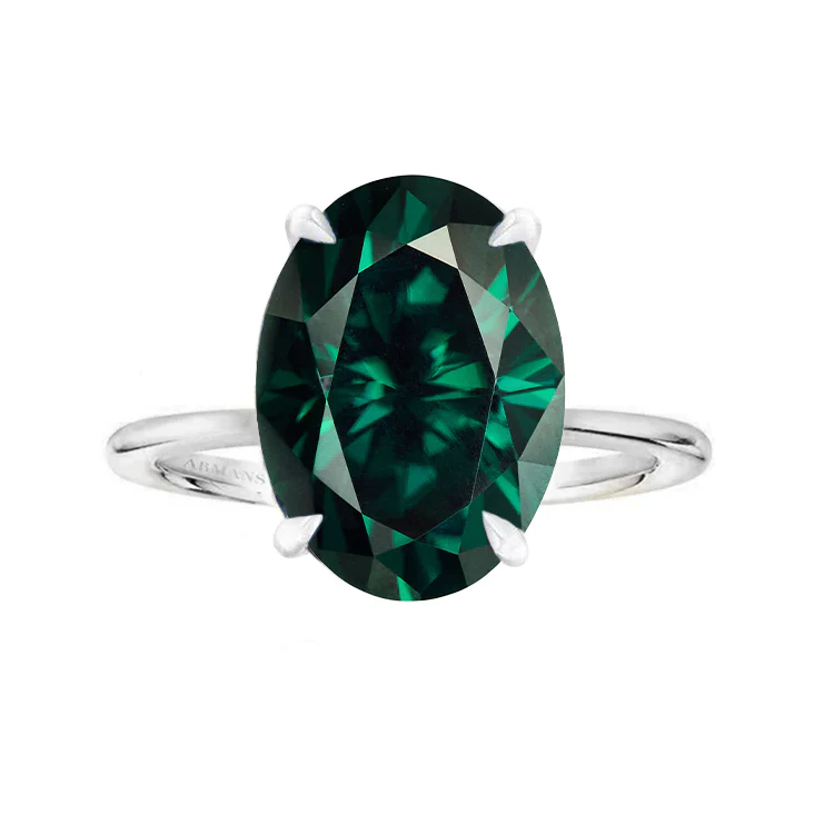 Green Emerald Oval Madison Engagement Ring - Image 3