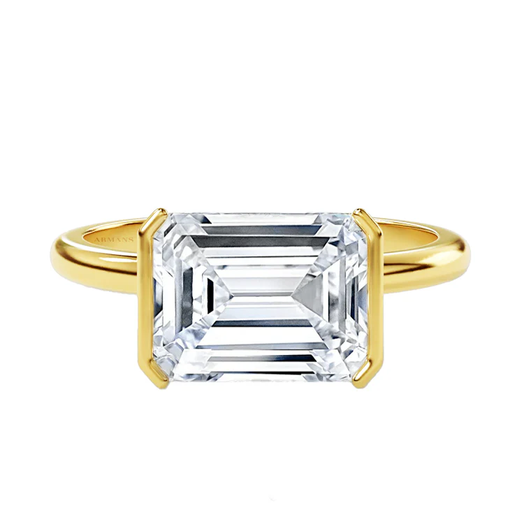 Half Bezel Seraphina Emerald Engagement Ring