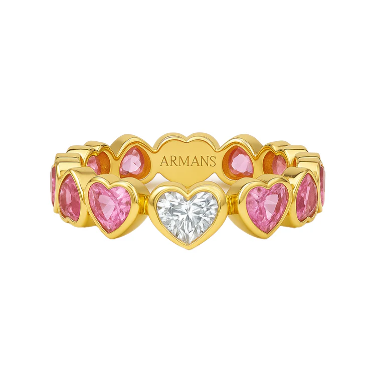 Heart Drop Pink Sapphire & Diamond Band