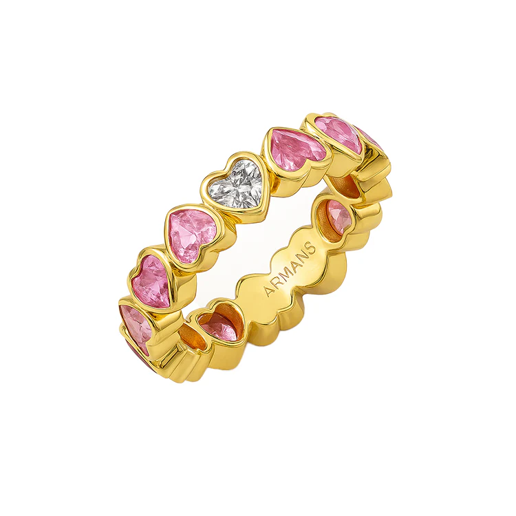 Heart Drop Pink Sapphire & Diamond Band - Image 2