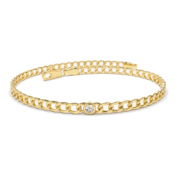 Link Bracelet with Bezel Set Diamonds
