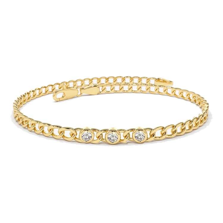 Link Bracelet with Bezel Set Diamonds - Image 2
