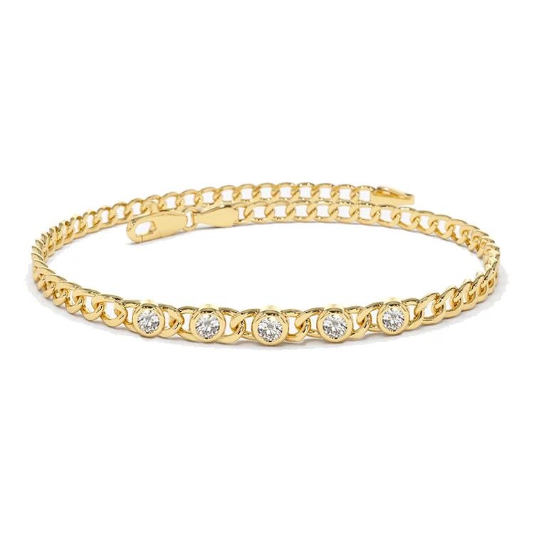 Link Bracelet with Bezel Set Diamonds - Image 3