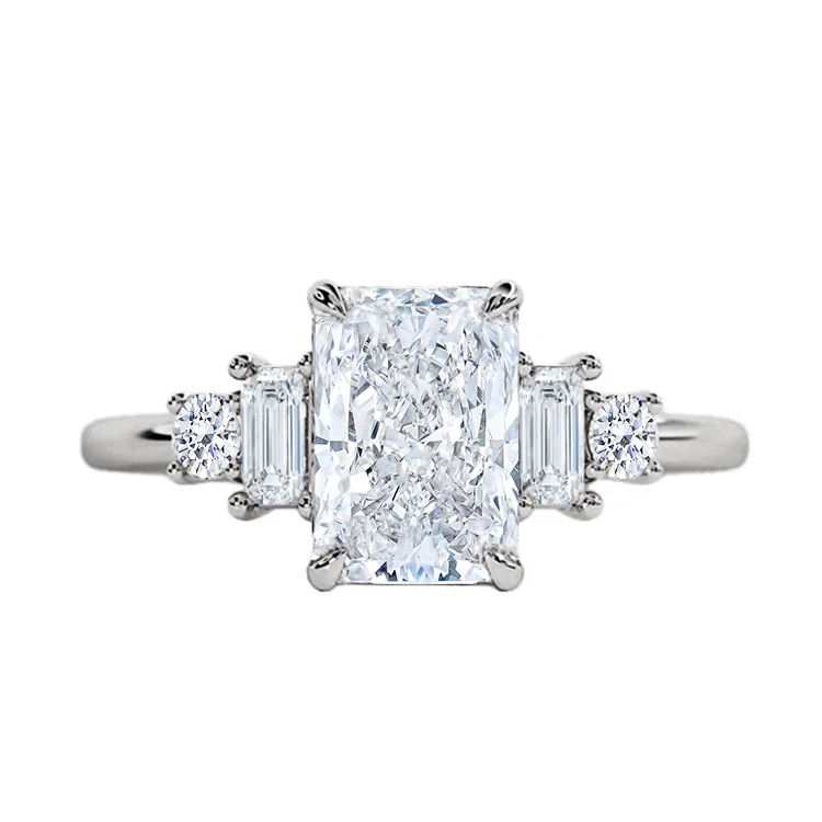 Malva Lab Grown Radiant Five Stone Engagement Ring - Image 3