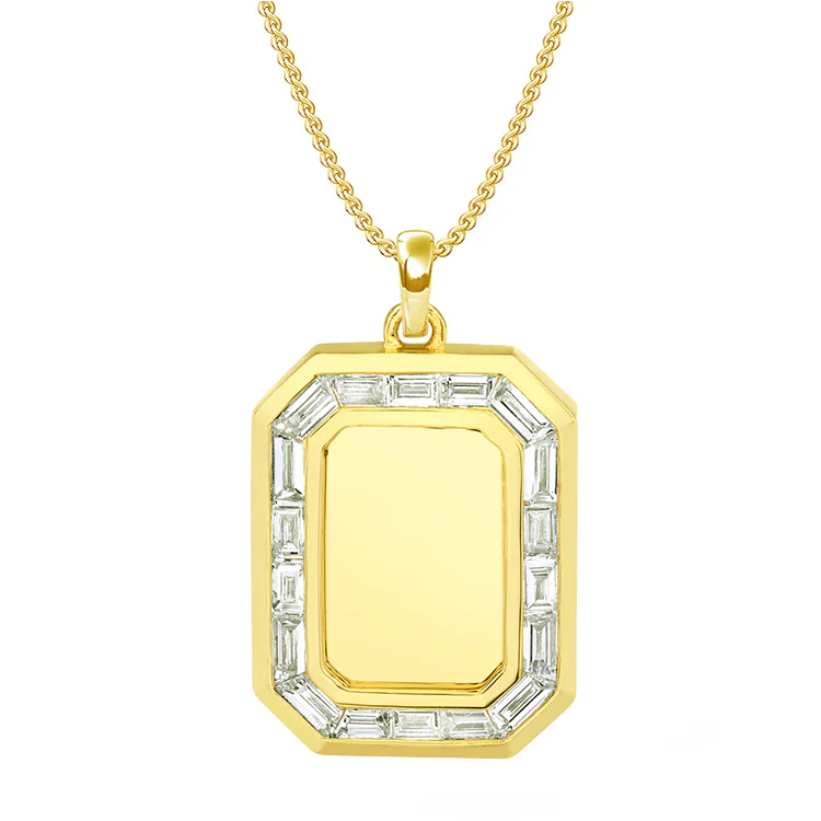 Men's Baguette Diamond Nameplate Necklace - Image 2