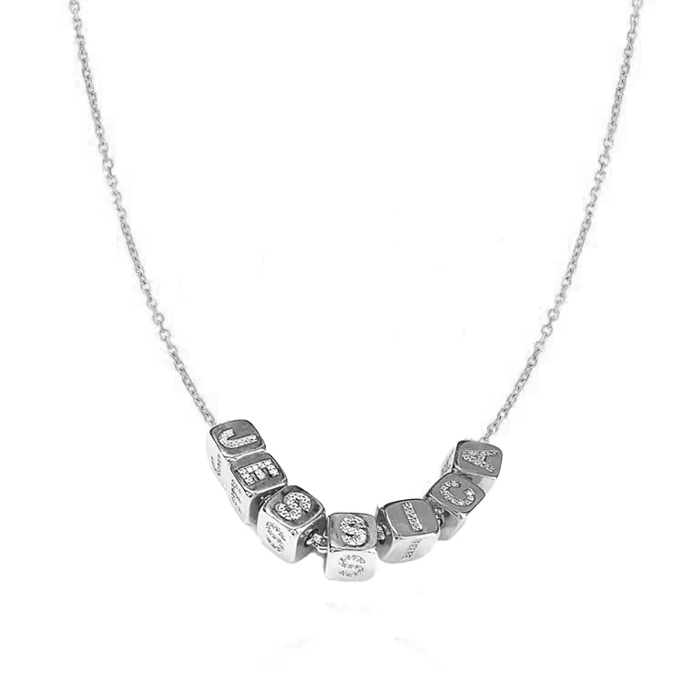 Multi Diamond Initial Block Charm Necklace - Image 2