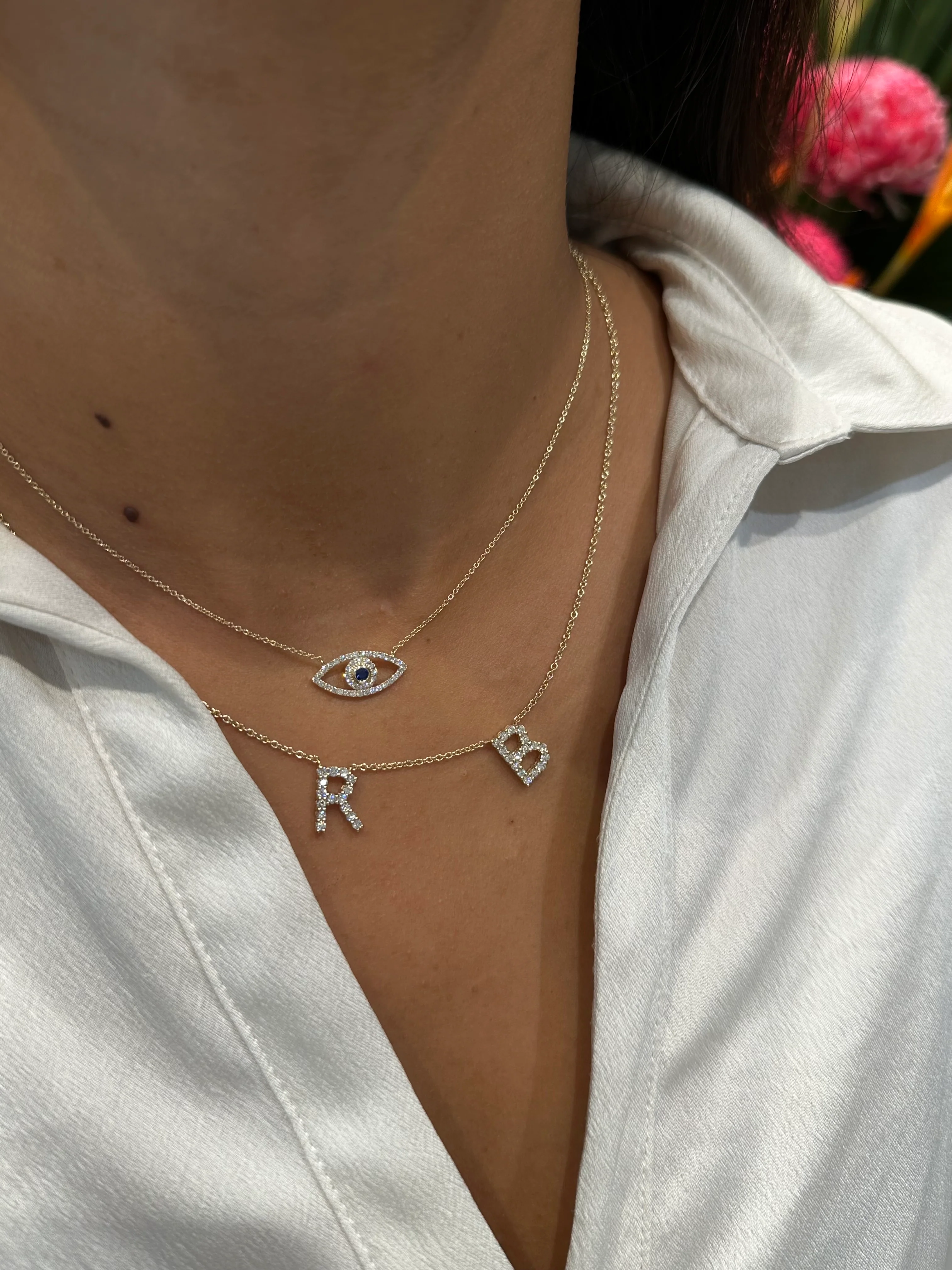 Multi Diamond Initial Necklace - Image 3