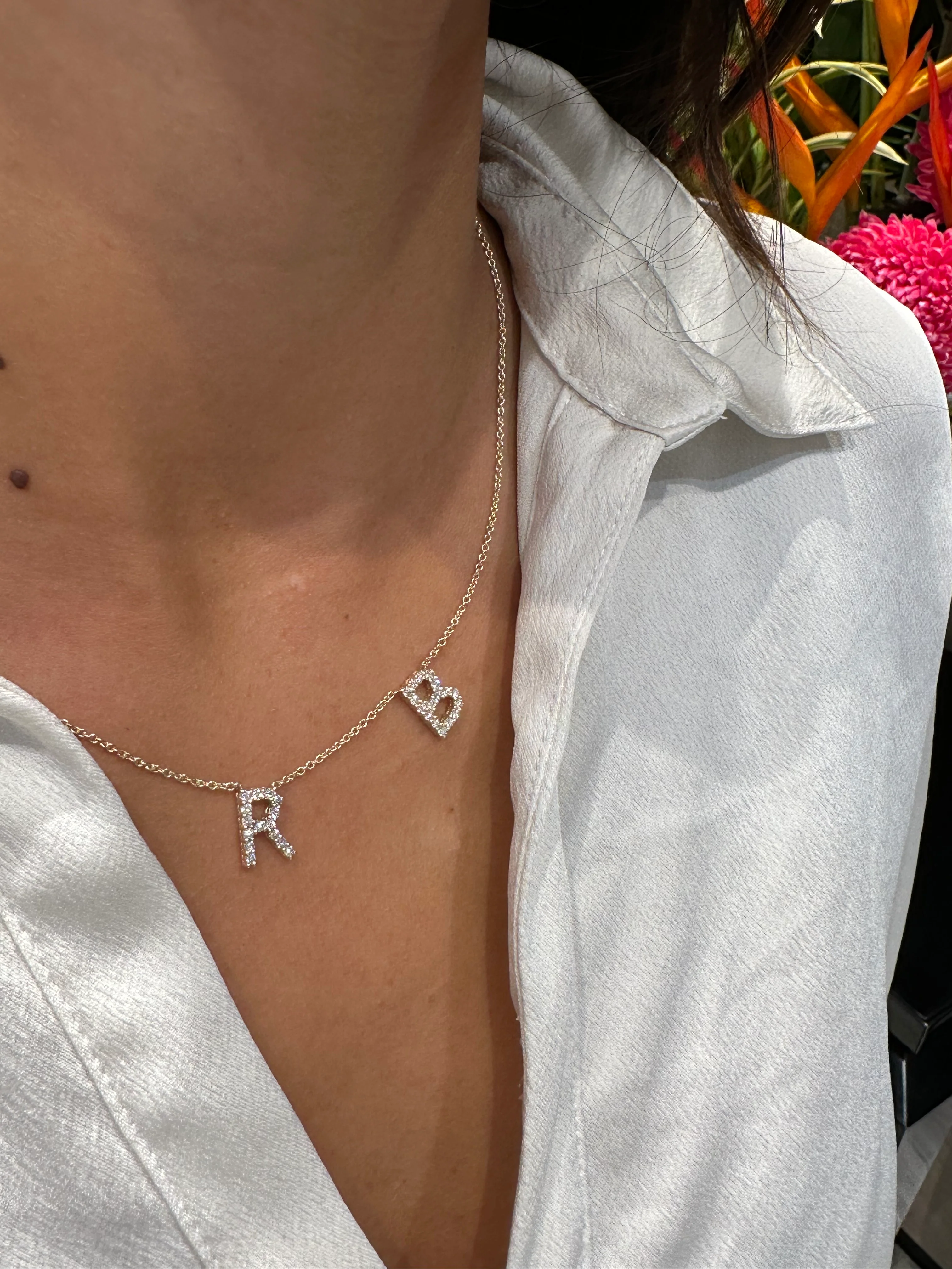 Multi Diamond Initial Necklace - Image 4