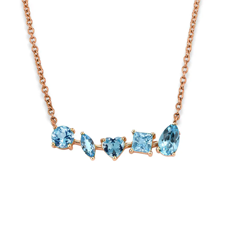 Multi-Shaped Aquamarine Bar Necklace - Image 3