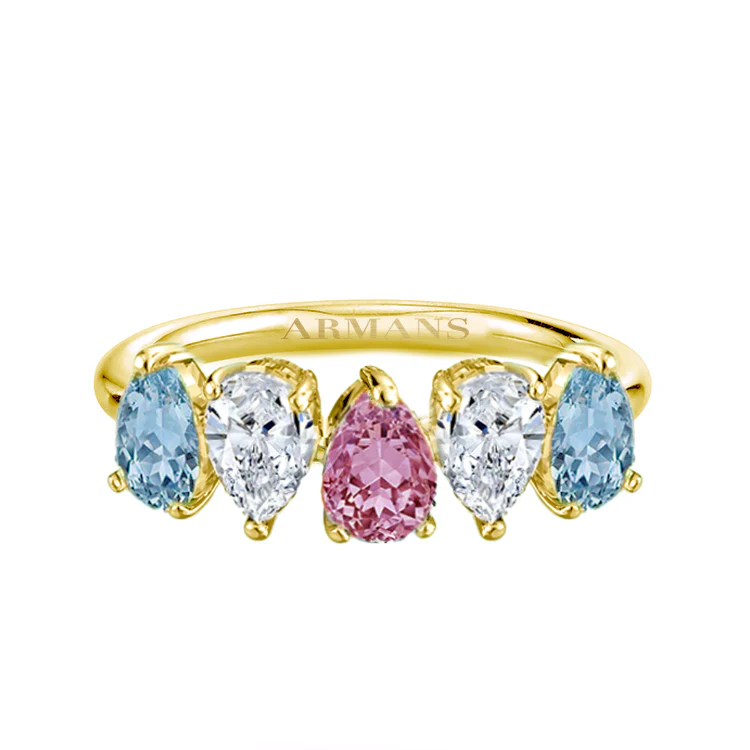 Multi-Stone Pear Half Band - Image 3