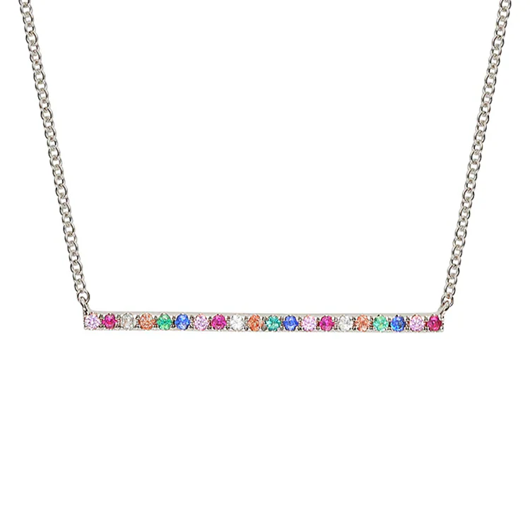 Multicoloured Rainbow Sapphire Beam Necklace - Image 3