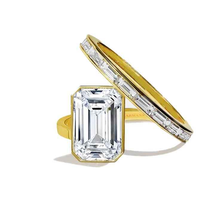 Orbit Bezel Emerald Diamond Engagement Ring