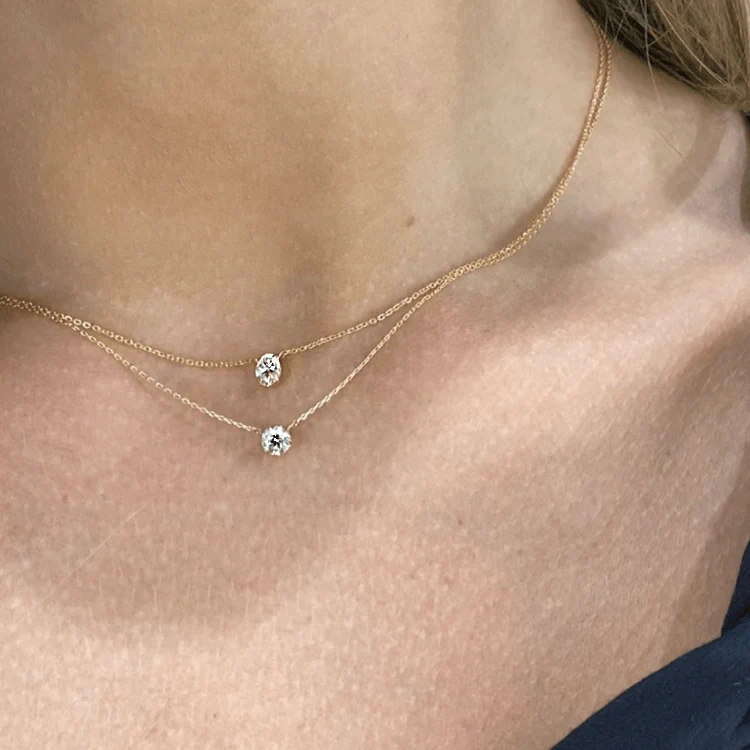 Oval Solitaire Diamond Pendant - Image 6