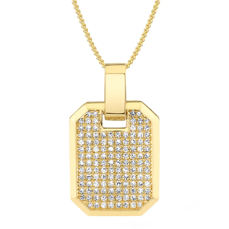 Pavé Diamond Dog Tag Necklace