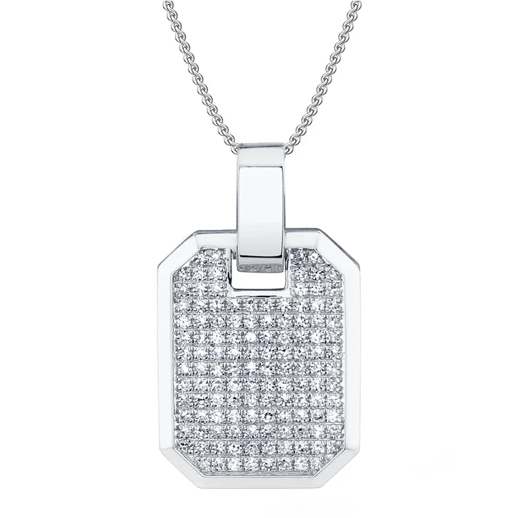 Pavé Diamond Dog Tag Necklace - Image 2