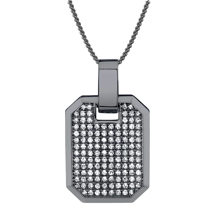 Pavé Diamond Dog Tag Necklace - Image 4