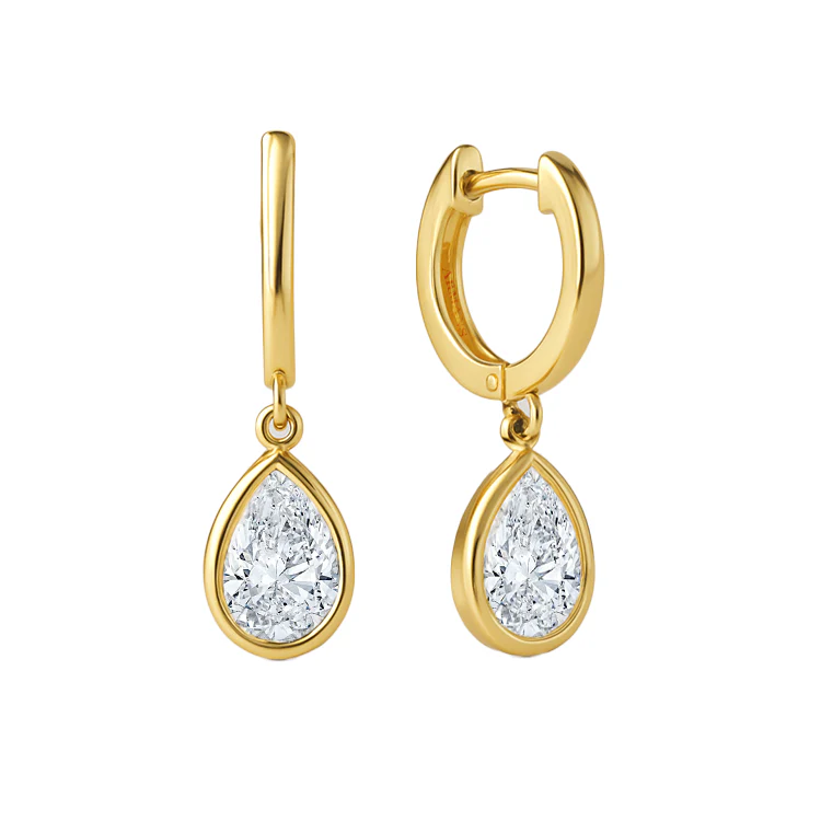 Pear Bezel Drop Huggies