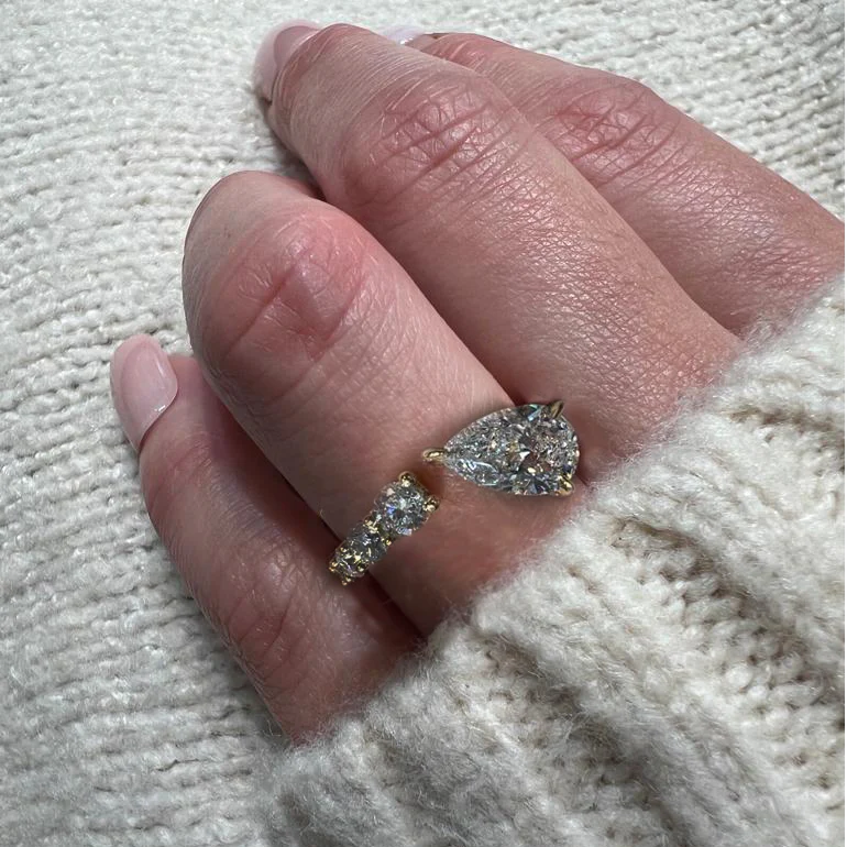 Pear Diamond Split Band Engagement Ring