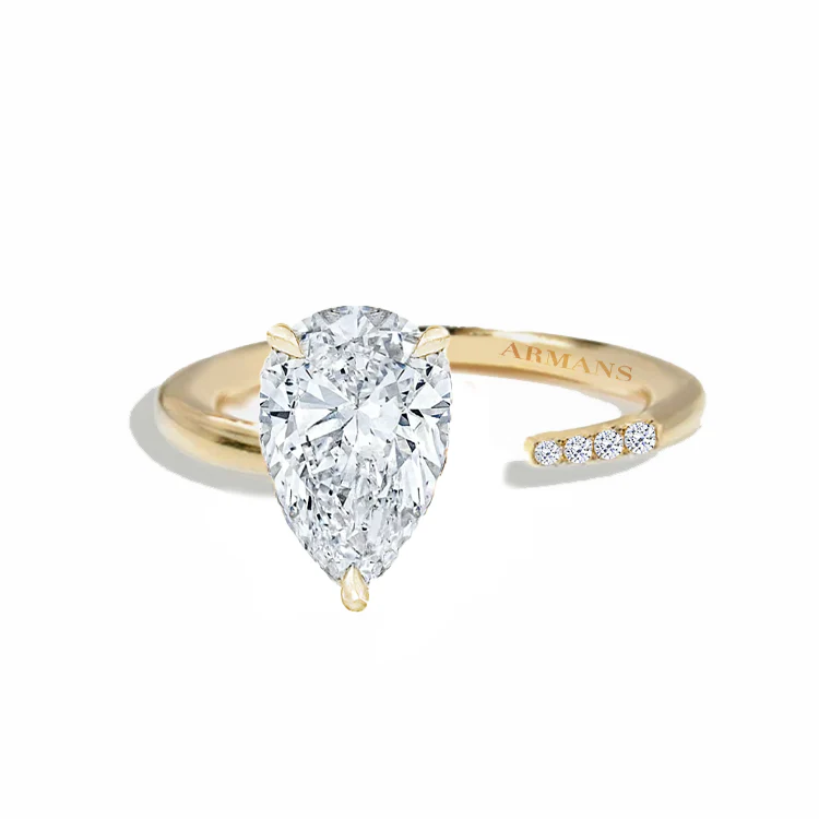 Pear Diamond Split Engagement Ring