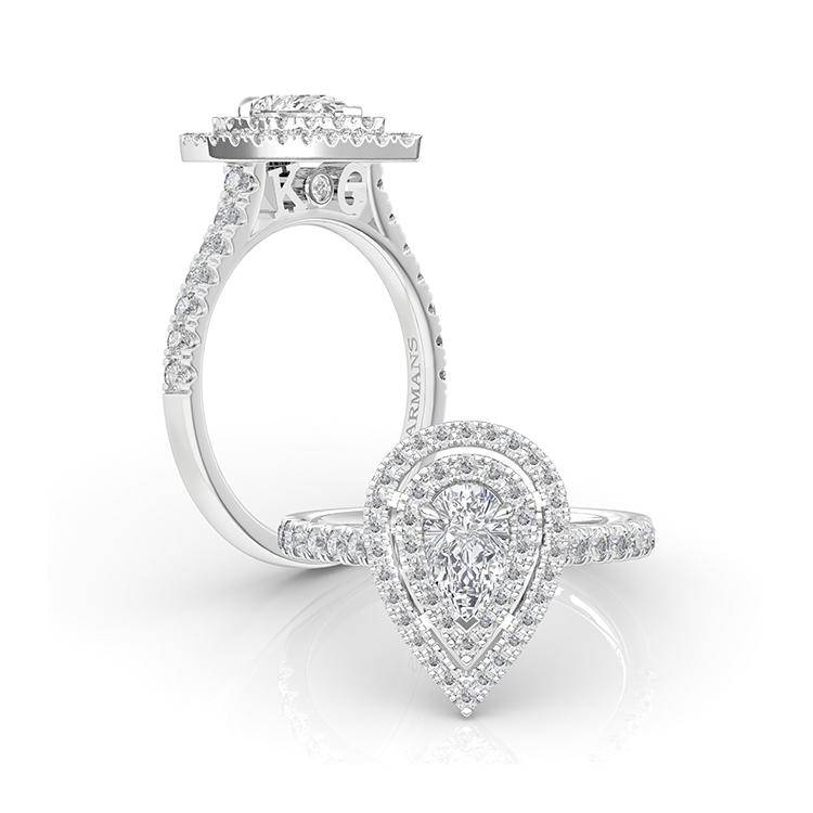 Pear Double Halo Lab Grown Engagement Ring - Image 3