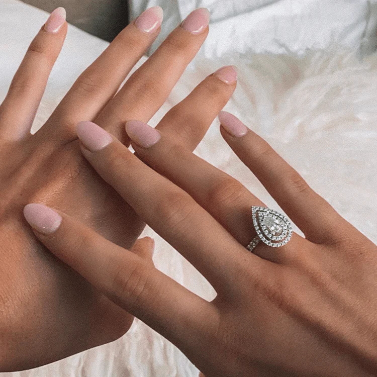 Pear Double Halo Lab Grown Engagement Ring - Image 4