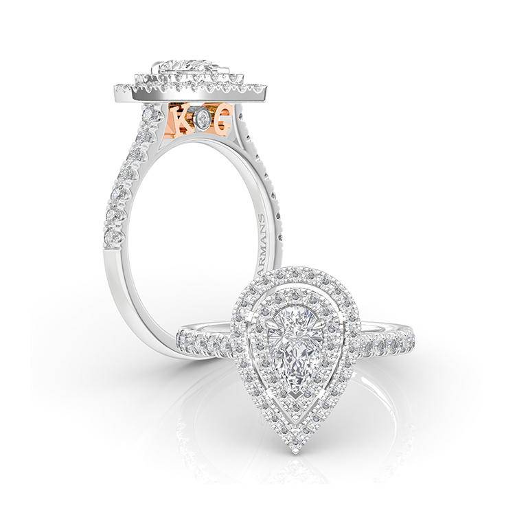 Pear Double Halo Lab Grown Engagement Ring - Image 5