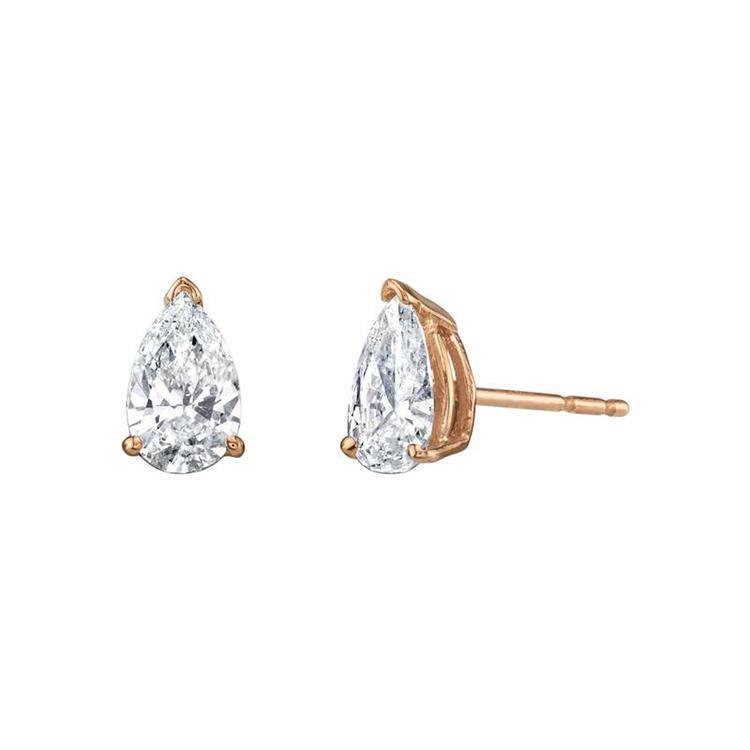 Pear Solitaire Diamond Studs - Image 3