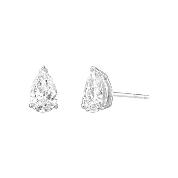 Pear Solitaire Diamond Studs - Image 4