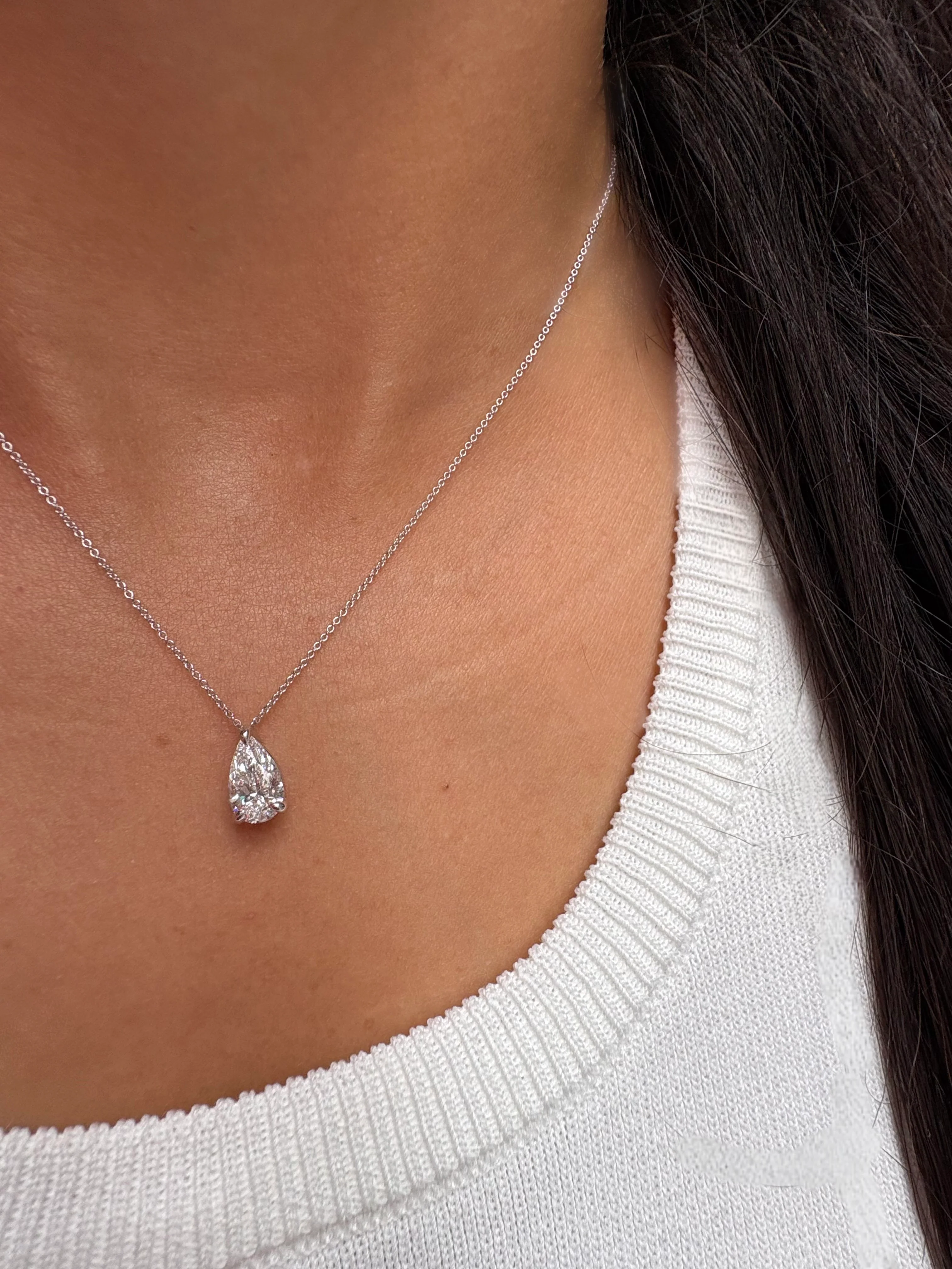 Pear Solitaire Lab Grown Diamond Pendant - Image 5