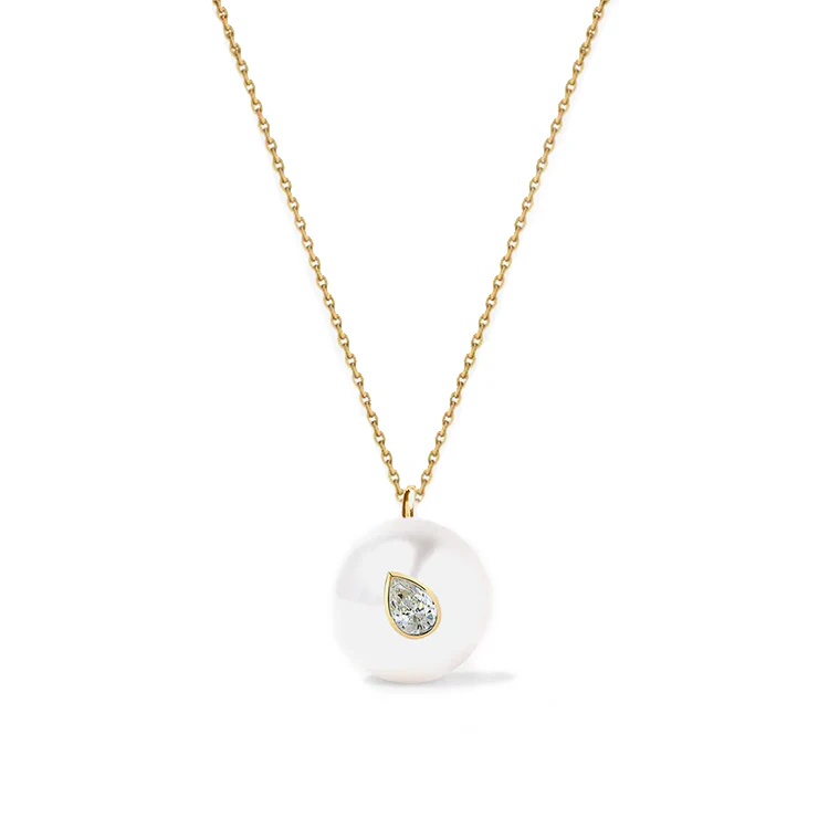 Pearl Bezel Set Pear Oasis Necklace