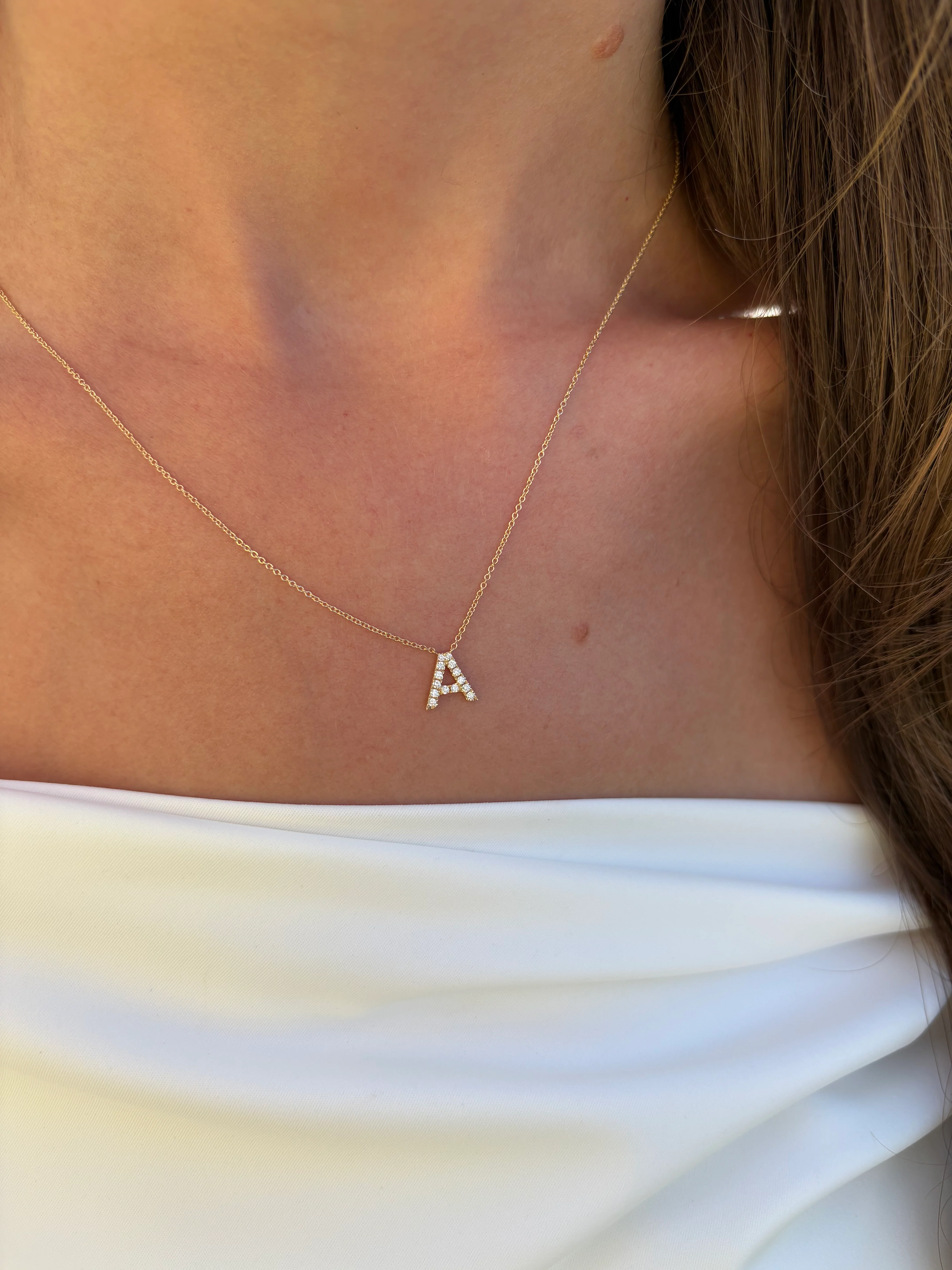 Petite Diamond Initial Letter Pendant - Image 4
