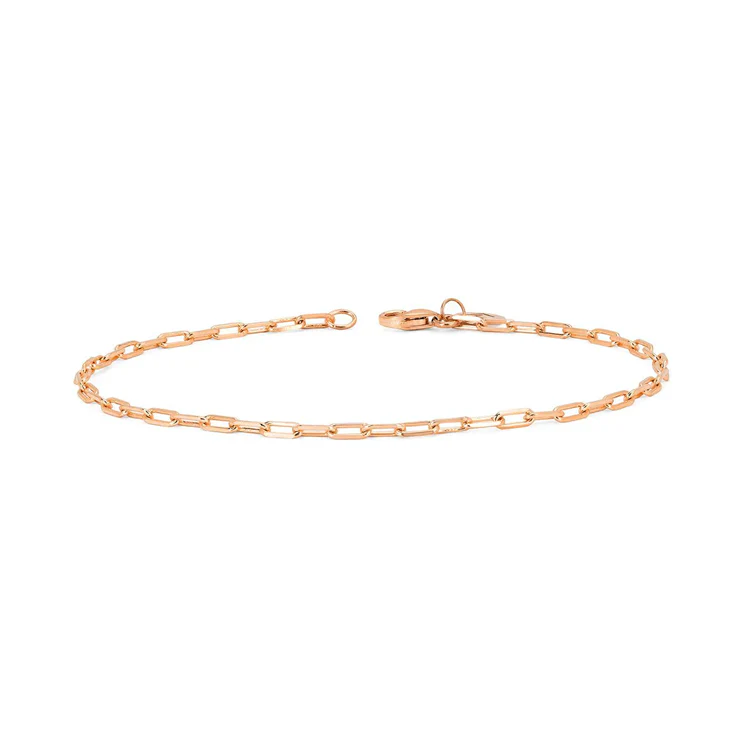 Petite Solid Gold Paper Clip Bracelet - Image 3