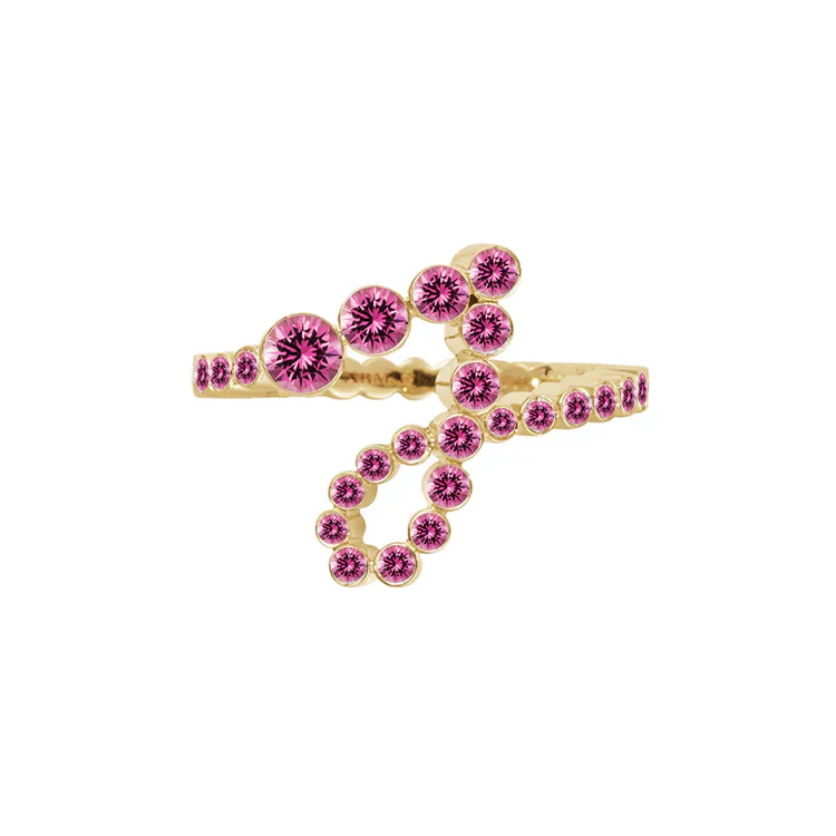 Pink Sapphire Bubble Initial Ring - Image 2