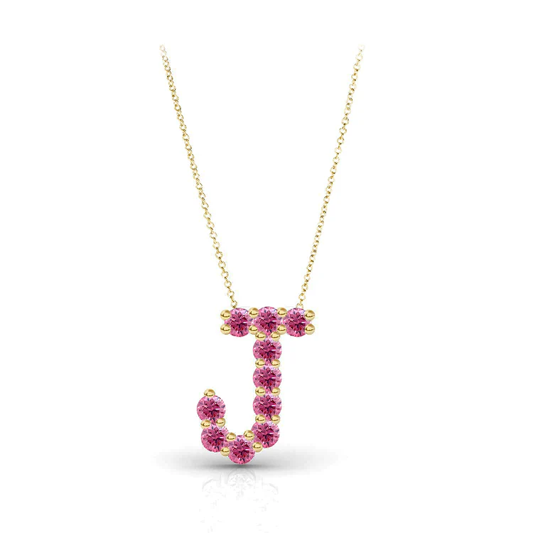 Pink Sapphire Initial Pendant - Image 4