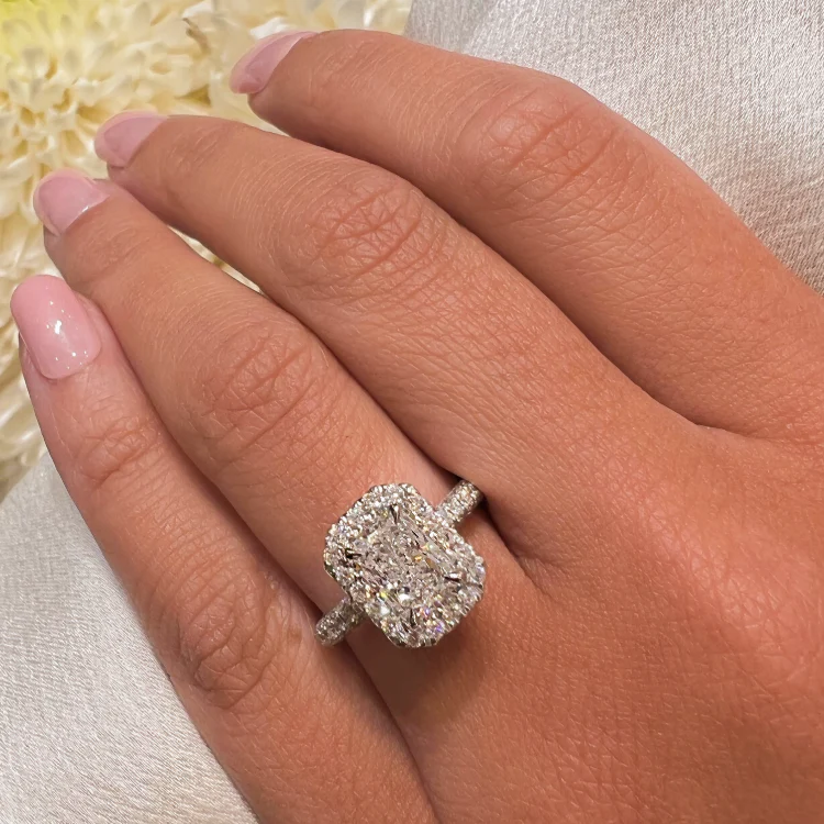 Radiant Seamless Halo Lab Grown Engagement Ring - Image 5