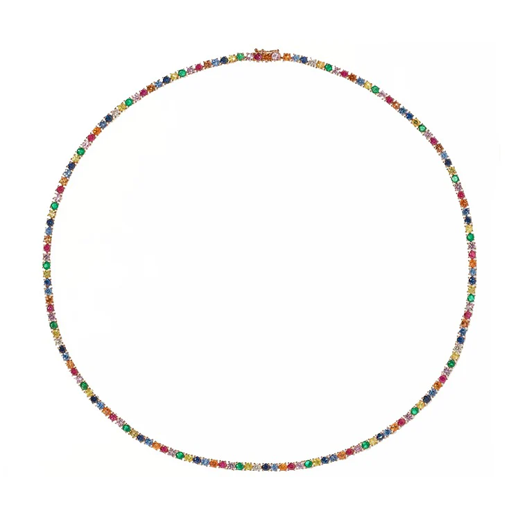 Rainbow Sapphire Tennis Necklace - Image 3