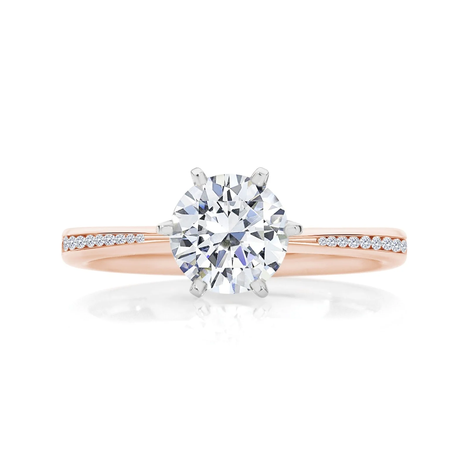 Round Allure Lab Grown Engagement Ring with Diamond Band - Image 3