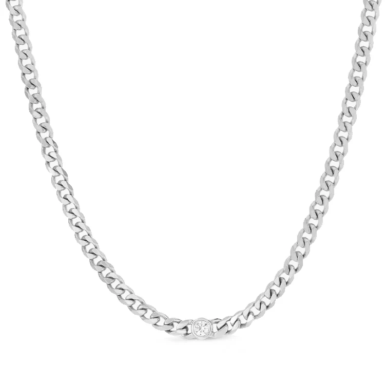 Round Bezel Set Cuban Link Necklace - Image 2