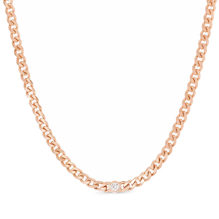 Round Bezel Set Cuban Link Necklace - Image 3
