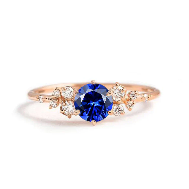 Round Horizon Lab Grown Blue Sapphire Engagement Ring - Image 3