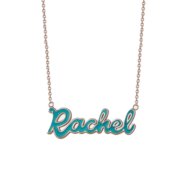 Script Enamel Name Necklace - Image 3