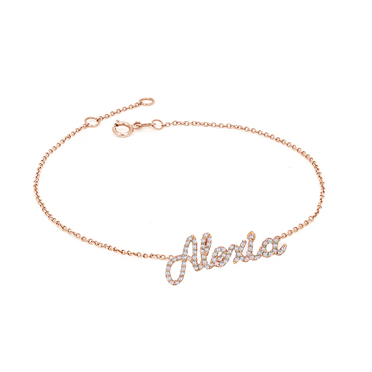 Script Pavé Diamond Name Bracelet