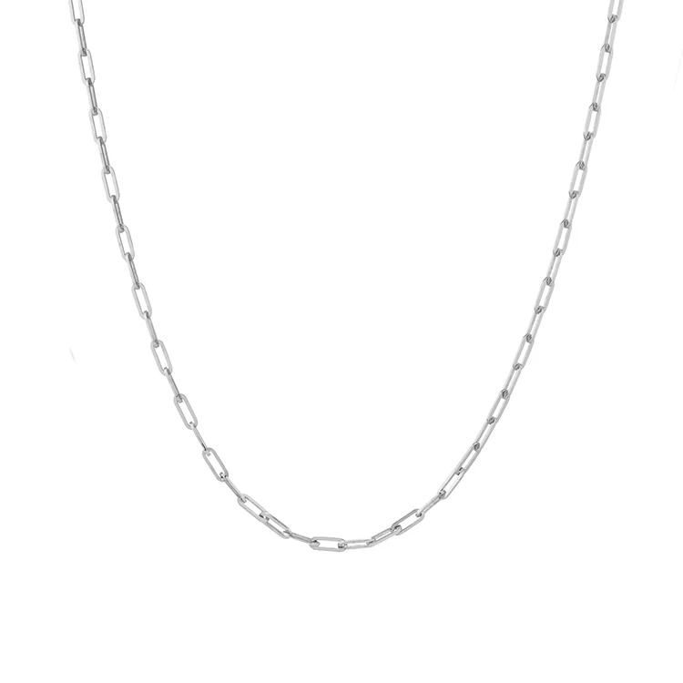 Small Solid Gold Paper Clip Chain - Image 2