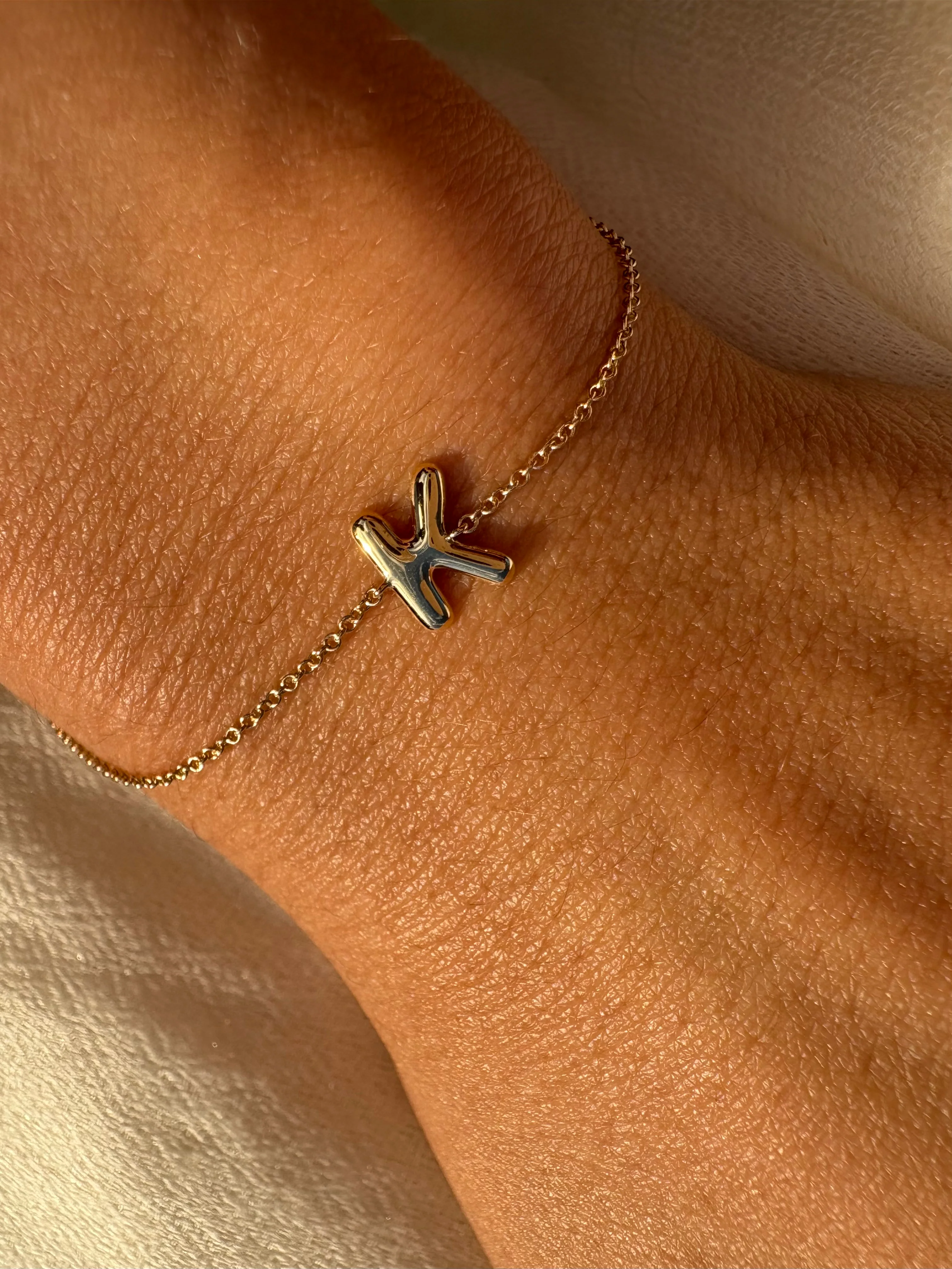 Solid Gold Bubble Initial Bracelet - Image 3