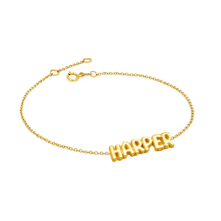 Solid Gold Bubble Name Bracelet