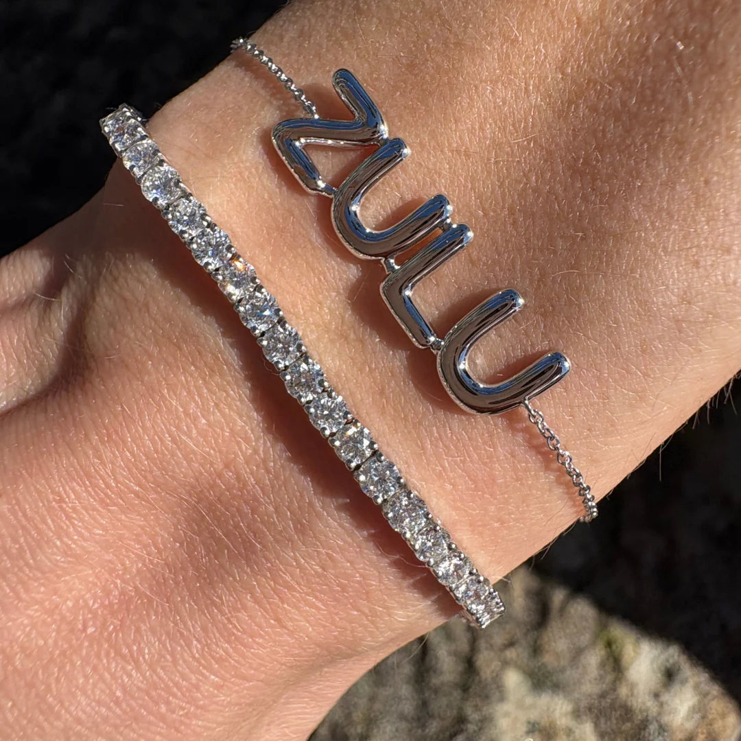 Solid Gold Bubble Name Bracelet - Image 2