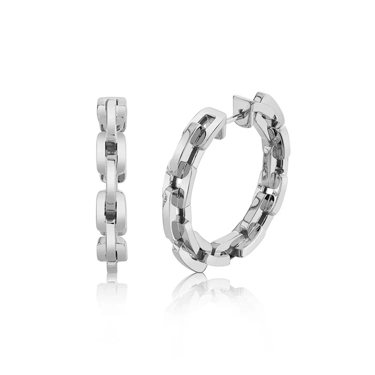 Solid Gold Chain Link Huggies - Image 3
