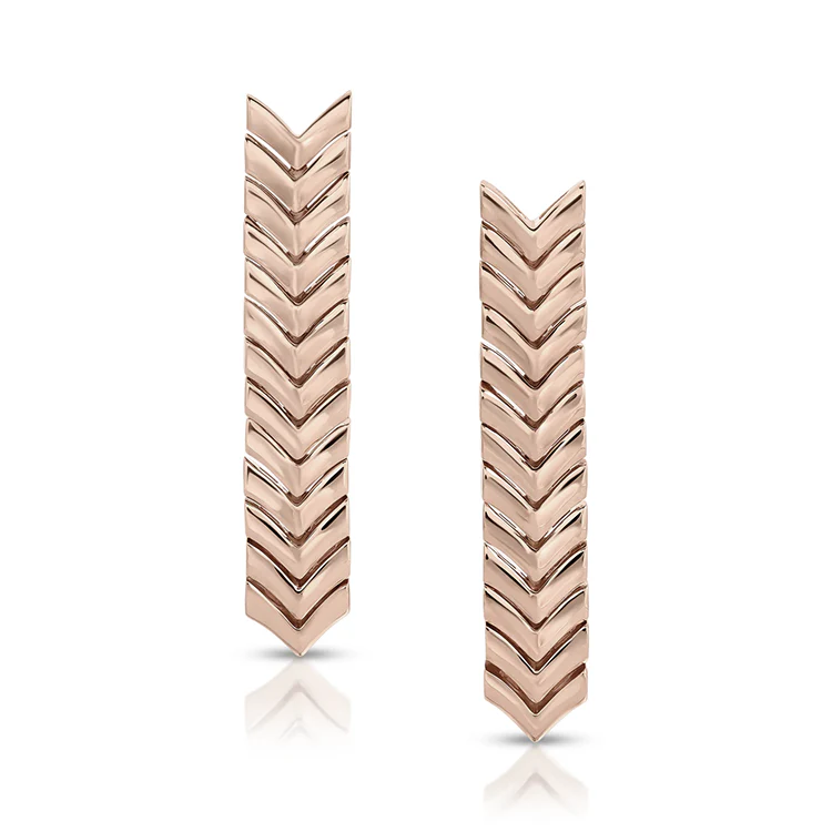 Solid Gold Chevron Drop Earrings - Image 3