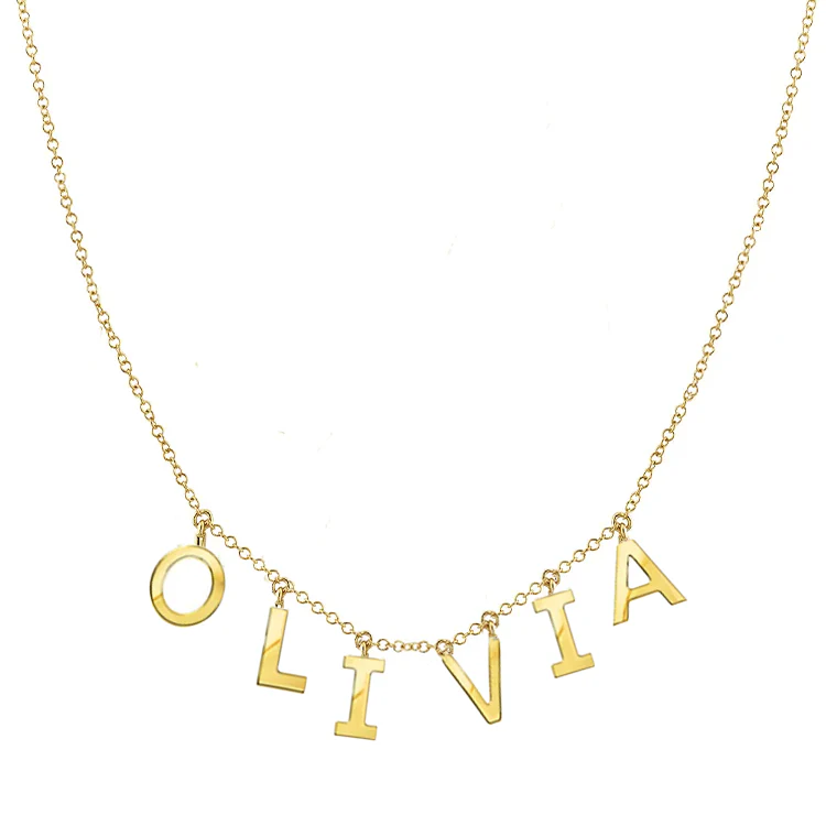 Solid Gold Dangling Name Necklace