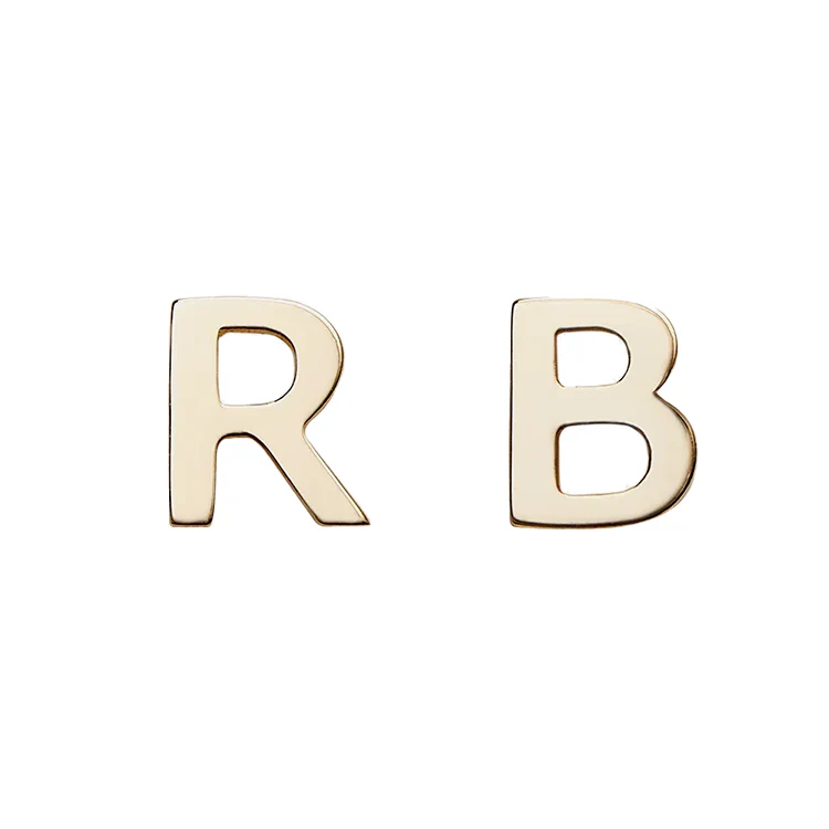 Solid Gold Initial Earrings - Image 3